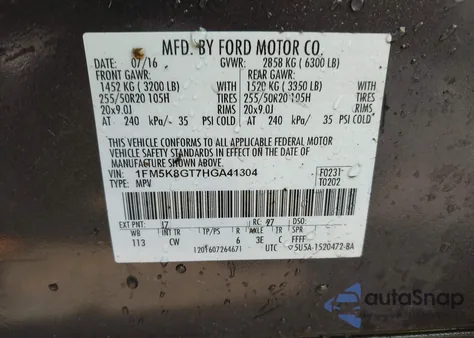 2017 Ford Explorer Sport z USA, uszkodzony, nr VIN 1FM5K8GT7HGA41304